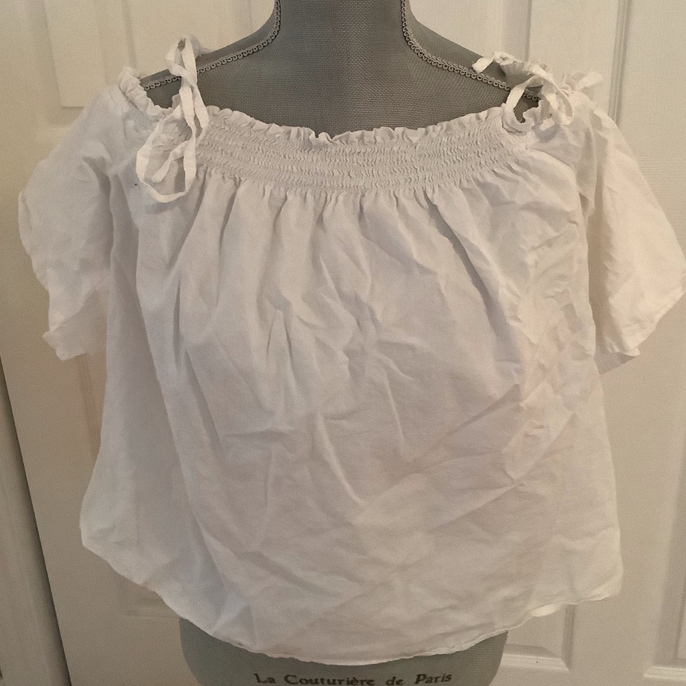 ASOS White Off the Shoulder Peasant Blouse
